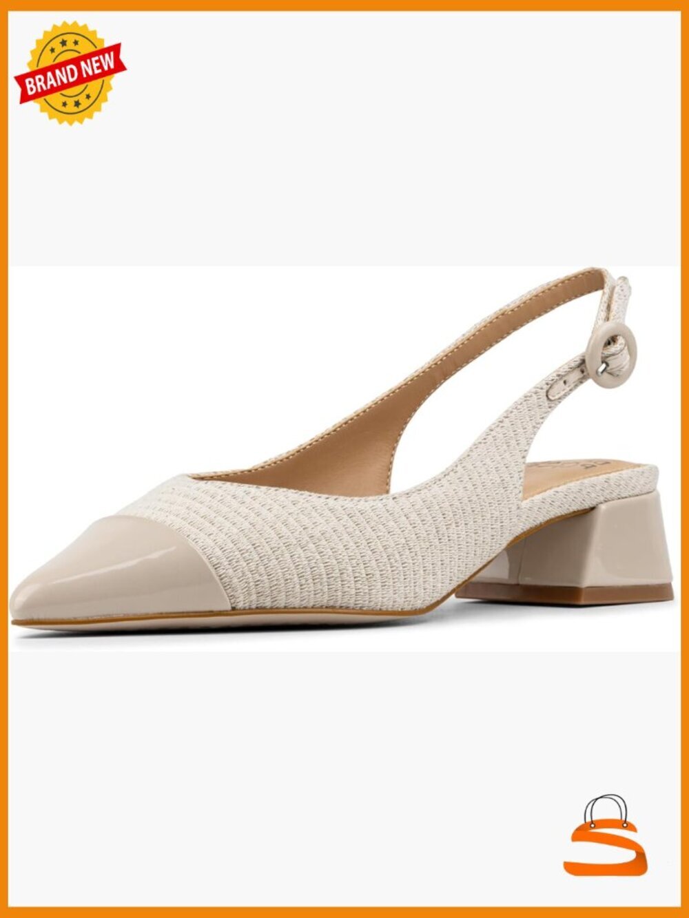 Women's Slingback Block Heel Pumps with Memory Foam Insoles